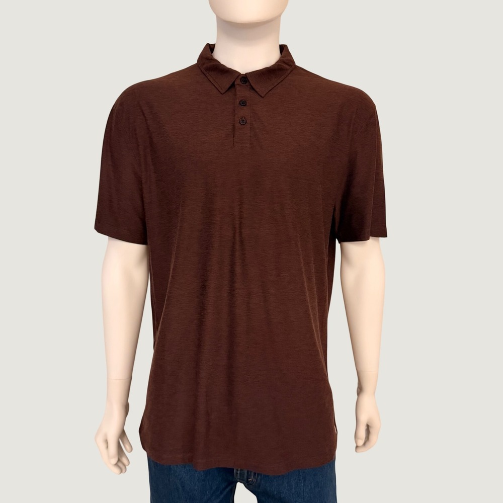 Vuori Mens Short Sleeve Polo Shirt Mahogany Brown Heather Size XL S#V188